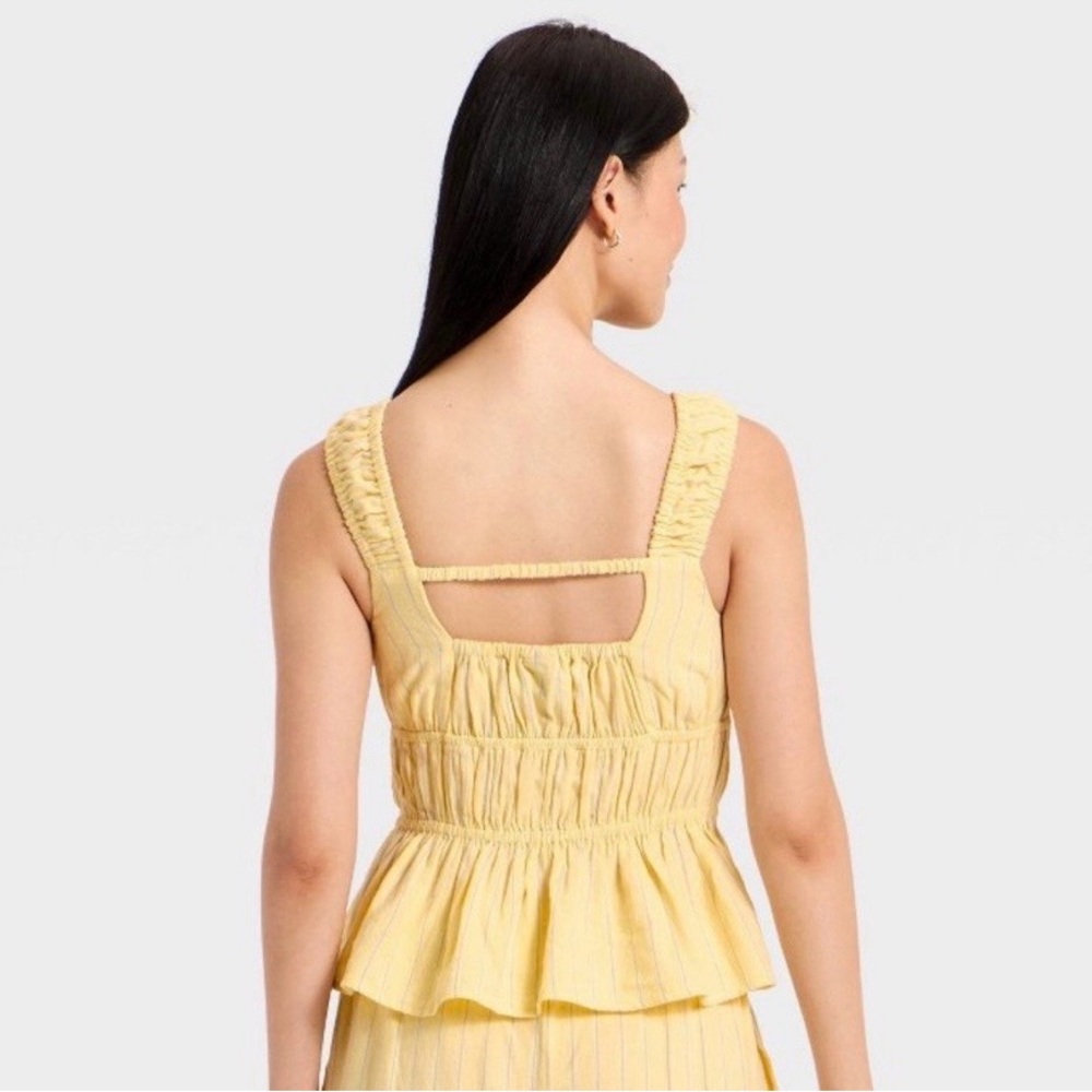 A New Day NWT Yellow Smocked Peplum Tank Top